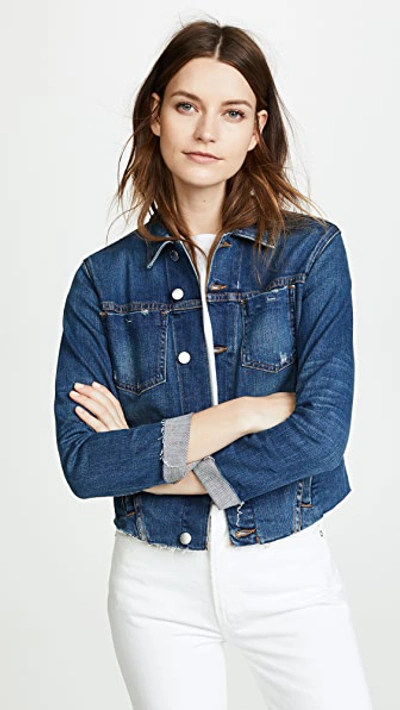 L Agence Janelle 修身毛边牛仔夹克 In Denim