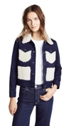 ADAM LIPPES Corded Denim Jacket with Shearling