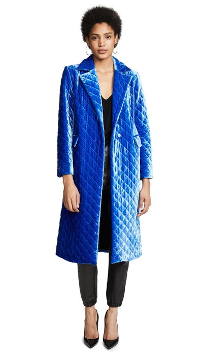 Robert Rodriguez Quilted Wash Velvet Coat In Blue