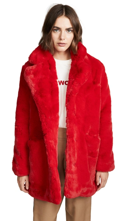 Apparis Sophie Faux Fur Jacket In Red