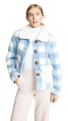 SAKS POTTS Lucy Check Shearling Jacket