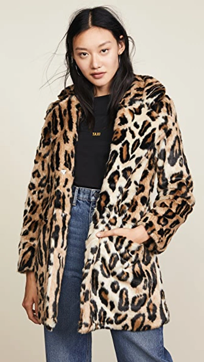 Apparis Margot Faux Fur Coat In Leopard