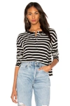 MONROW MONROW SLOUCHY HENLEY TOP IN BLACK & WHITE.,HARL-WS849