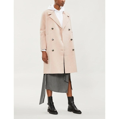 The Kooples Double-breasted Wool Coat In Powder