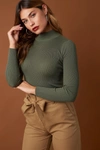 NA-KD RIBBED POLO KNITTED SWEATER GREEN