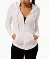 Calvin Klein Performance Ruched-sleeve Zip Hoodie In Evening Sand