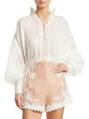 ZIMMERMANN Corsage Faux Pearl Button Shirt