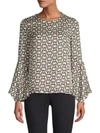 MILLY Holly Chain Print Bell Sleeve Top