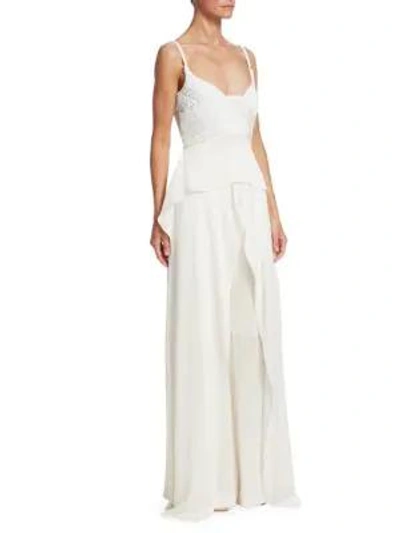 Roland Mouret Primrose Peplum Overlay Jumpsuit In White