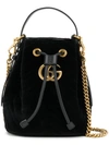 Gucci Gg Marmont Leather-trimmed Quilted Velvet Bucket Bag In Black