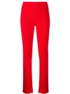 PRISCAVERA PRISCAVERA RIBBED STRAIGHT LEG TROUSERS - RED