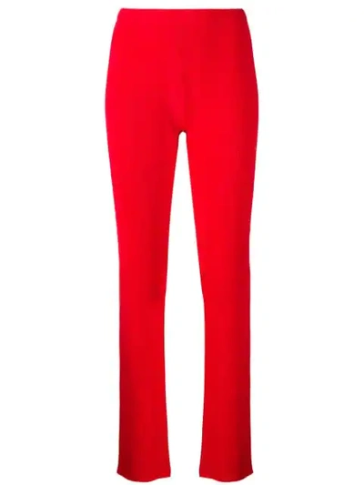 Priscavera Ribbed Straight Leg Trousers - 红色 In Red