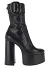 Saint Laurent Billy Platform Leather Ankle Boots In Black