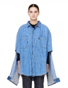 VETEMENTS LEVI'S DENIM SHIRT WITH CUTOUT SLEEVES,WAH19SH101/BLUE