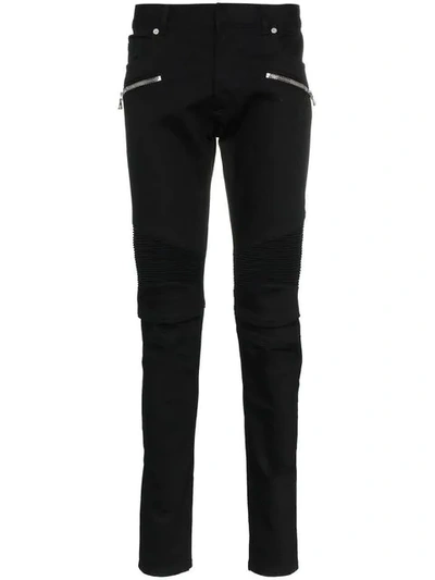 Balmain Zipped Pockets Skinny Jeans In Black