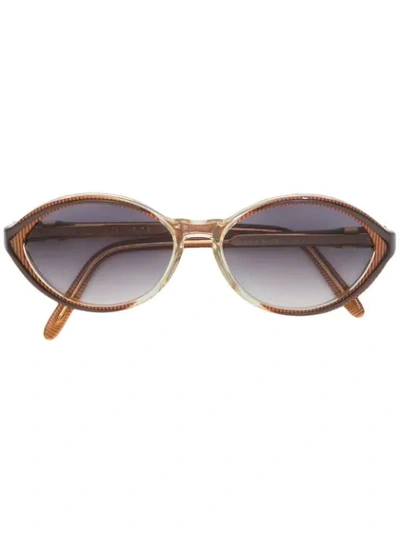 Pre-owned Saint Laurent 1980's Striped Sunglasses In Brown