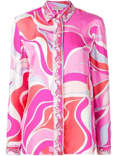 Emilio Pucci Pink Rivera Print Silk Shirt