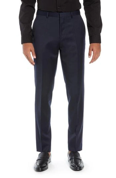 Hugo Hesten Melange Flannel Extra Slim Fit Suit Pants In Blue