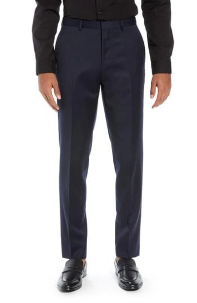 Hugo Boss Hesten Melange Flannel Extra Slim Fit Suit Pants In Blue