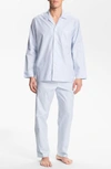 Majestic Herringbone Cotton Pajamas In Surf