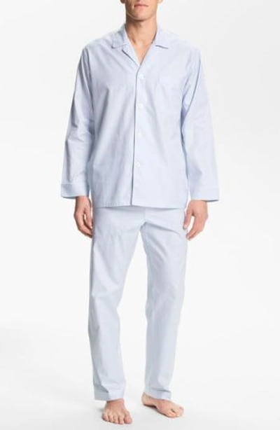 Majestic Herringbone Cotton Pajamas In Surf