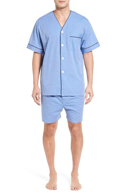 Majestic Cotton Short Pajamas In Blue