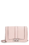 Rebecca Minkoff Love Chevron Quilt Small Leather Crossbody In Peony