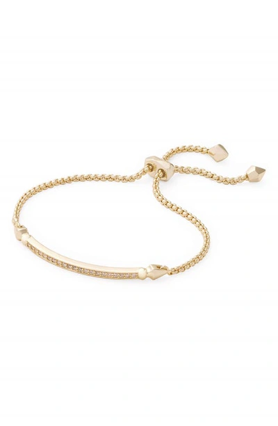 Kendra Scott Ott Adjustable Chain Bracelet W/ Cubic Zirconia In Gold