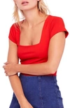 Free People Square Eyes Bodysuit In Red