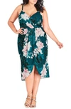 CITY CHIC PLUS Jade Bloom Faux Wrap Dress,00138175