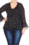 CITY CHIC SHIMMERING DOVE DETAIL BLOUSE,00138772