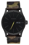NIXON THE SENTRY LEATHER STRAP WATCH, 42MM,A1052138