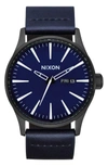 NIXON THE SENTRY LEATHER STRAP WATCH, 42MM,A1051531