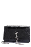 Saint Laurent Medium Kate Tassel Croc Embossed Calfskin Leather Crossbody Bag In Black