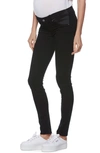 Paige Verdugo Mid Rise Maternity Skinny Jeans In Black Shadow In Black Shadow