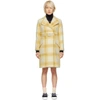 ALEXA CHUNG ALEXACHUNG OFF-WHITE AND YELLOW CHECK MOHAIR BELTED COAT