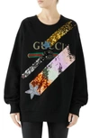 GUCCI LIGHTNING SEQUIN LOGO SWEATSHIRT,469250X9Y49