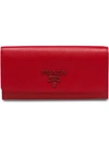 Prada Large Saffiano Leather Wallet In Red