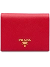 Prada Small Saffiano Leather Wallet In Red