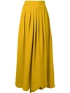VALENTINO VALENTINO 褶饰长款半身裙 - 黄色
