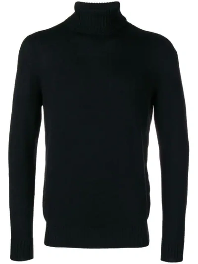 Drumohr Roll-neck Merino Sweater In Black