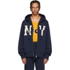 GUCCI GUCCI NAVY NY YANKEES EDITION PATCH ZIP HOODIE