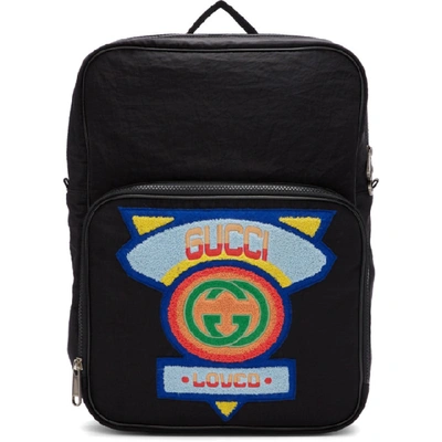 Gucci Men's Medium 80s Logo-patched Backpack In Black