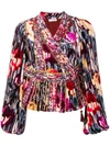 ULLA JOHNSON ULLA JOHNSON STUDDED PRINT WRAP BLOUSE - PINK