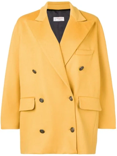 Alberto Biani Double Breasted Oversized Coat In Yellow