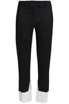 ANN DEMEULEMEESTER WOMAN GAUZE-PANELED WOOL AND RAMIE-BLEND TAPERED PANTS BLACK,GB 3024088873069854