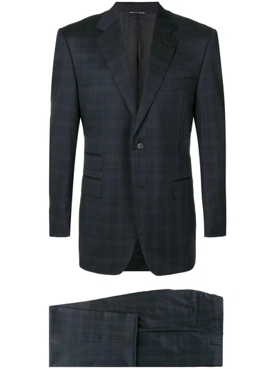 Canali Formal Checked Suit In Blue