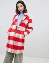 ESSENTIEL ANTWERP ROSSO CHECKED COAT - RED,ROSSO
