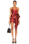 ALEXANDRE VAUTHIER ALEXANDRE VAUTHIER LAME BOW STRAPLESS MINI DRESS IN RED,ALEF-WD75
