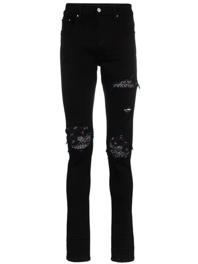 Amiri Skinny-jeans Mit Bandana-einsätzen In Black